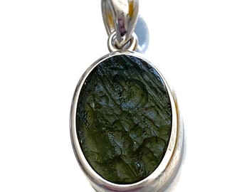 Genuine Moldavite Rough pendant 100% Natural With Certified Gemstone From Czech Republic 925 Sterling Silver Handmade Designer Jewelry