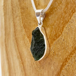 Genuine Moldavite Rough pendant 100% Natural With Certified Gemstone From Czech Republic 925 Sterling Silver Handmade Designer Jewelry image 1