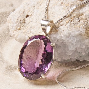 Natural Amethyst Stone Pendant Necklace | Amethyst Jewelry | Gift Ideas | Pure Healing Crystal and Stone Pendant | Anniversary Gift For Her