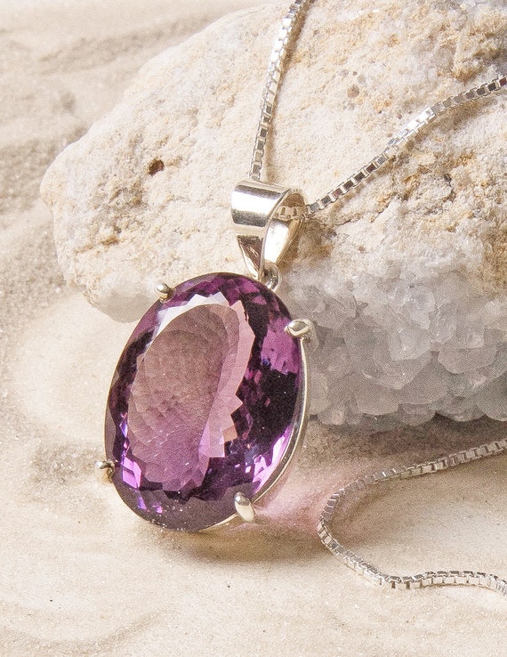 Natural Amethyst Stone Pendant Necklace Amethyst Jewelry Gift