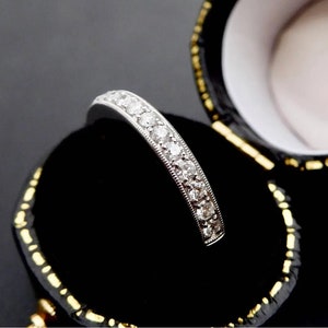 Art Deco diamond wedding ring, Antique diamond eternity ring, vintage diamond band, moissanite band, stacking band ring, engagement ring.