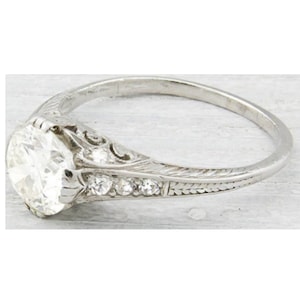 Anel vintage Art Déco de diamante com lapidação europeia antiga de 1,80 ct da década de 1890, anel vintage em prata 935 Argentium, anel de noivado, anel de meados do século