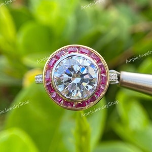 Art Deco 3 Ct Diamond & Ruby Ring: 935 Argentium Silver