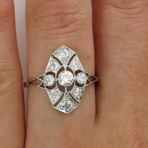 jaren 1890 geometrische vintage art-deco ring antieke verlovingsring 1,50 kt rond geslepen moissaniet bruiloft verlovingsring in 935 argentiumzilver