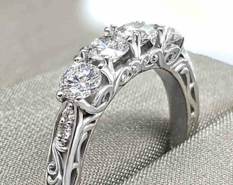 1890s Art Deco diamond wedding band Vintage diamond eternity ring antique diamond band moissanite band stacking band ring engagement ring
