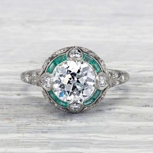 Bague vintage Art déco avec diamants moissanite européens des années 1890, bague antique édouardienne, bague de fiançailles de mariage en argent argentium 935