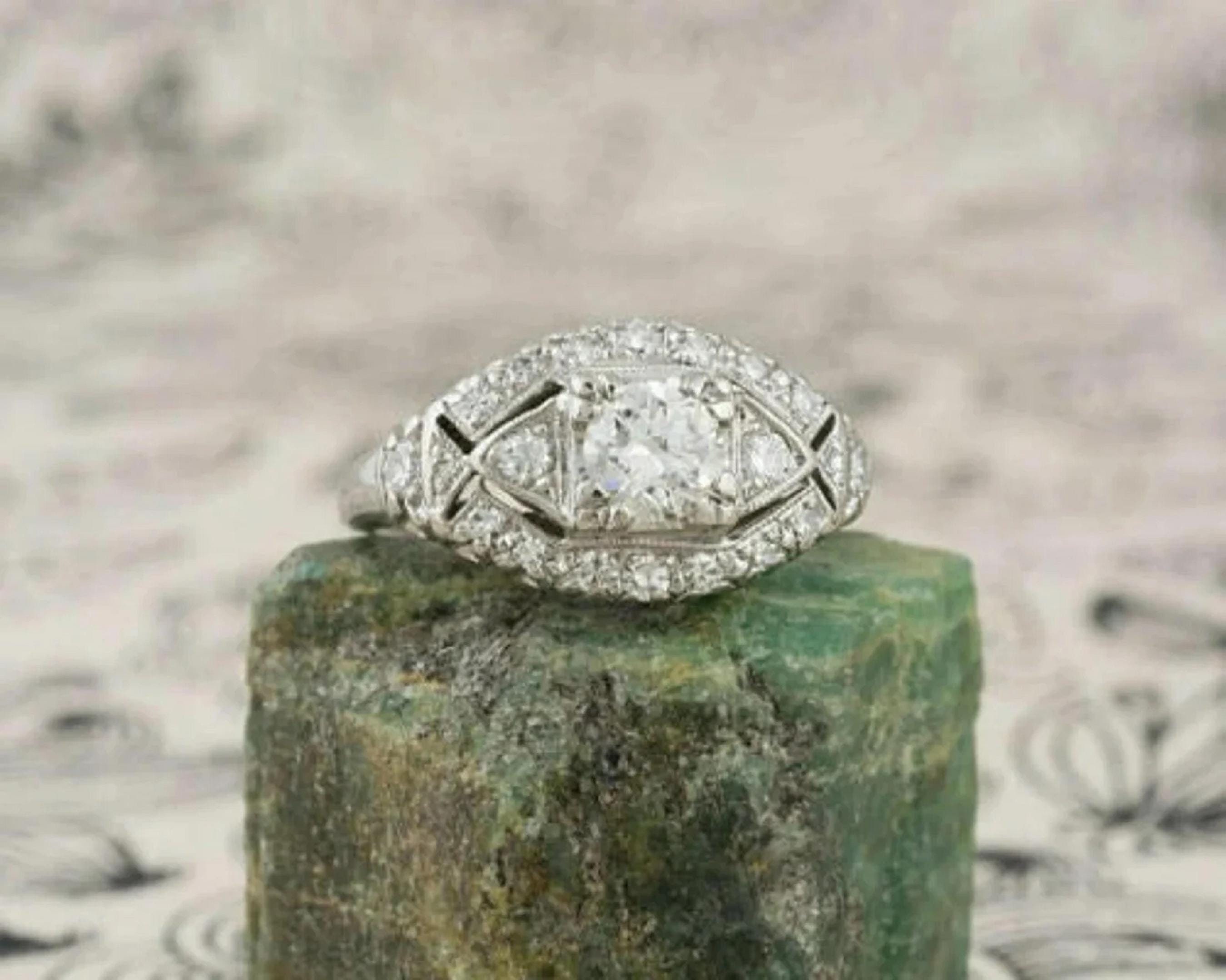 1890's Retro Edwardian Antique 2.00 Ct Round Diamond Engagement Ring in ...