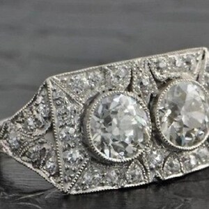1890's Antique Edwardian 2.50 Ct Round Cut Diamond Engagement Ring In 935 Argentium Silver, Estate Vintage Engagement Ring, Mid Century Ring