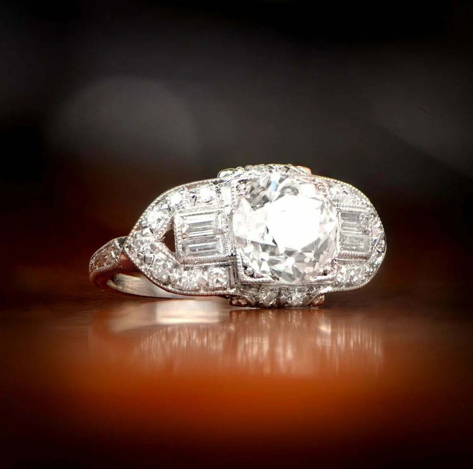 Antique Art Deco Vintage Ring 2.30 Ct Old European Cut - Etsy