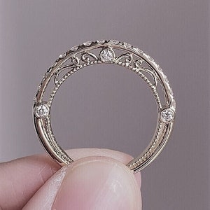 Art Deco diamond wedding ring, Vintage diamond eternity ring, antique. moissanite band, diamond band, stacking band ring, engagement ring