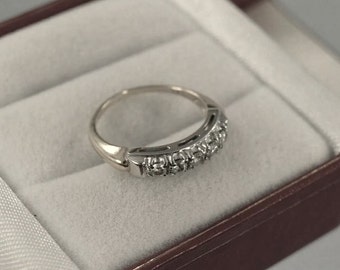 1890s Art Deco diamond wedding ring, Vintage diamond eternity ring, antique. diamond band moissanite band stacking band ring engagement ring