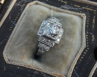 Circa 1890s Vintage 2.00 Ct White Round Diamond Engagement Ring In 935 Argentium Silver Edwardian Ring Art Deco Ring Antique Engagement Ring