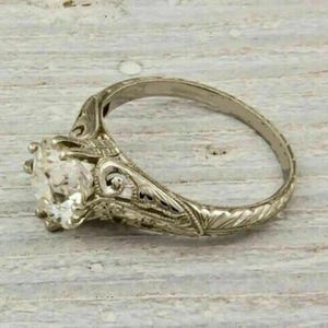 2,05 kt witte ronde Europese art-deco vintage verlovingstrouwring in 935 argentiumzilveren edwardiaanse ring, solitaire diamanten ring voor haar