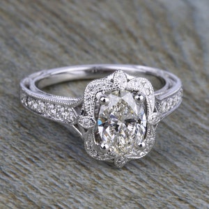Vintage Edwardian Circa 1890s 2.00 CT Old European Diamond Art Deco Engagement Ring In 935 Argentium Silver, Antique Estate Jewelry Rings