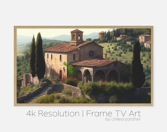 Samsung Frame TV Arte / Toscana Italia / Paesaggio costiero Architettura Pittura / Texture Tela / Download DIGITALE
