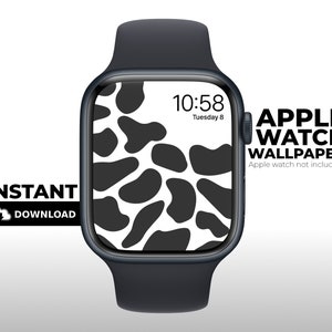 Carta da parati Apple Watch, Macchie di mucca nerastra, Carta da parati estetica, Quadrante Apple Watch, Apple Watch, Sfondo orologio intelligente, Download digitali