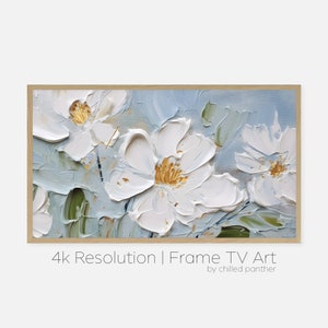 Samsung Frame TV Art Abstract Baby Blue Flower Oil Painting | Floral Painting | Art For Frame Tv | Oil Painting | DIGITAL Art Download