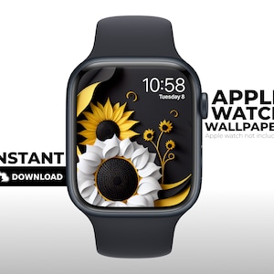 Girasole bianco moderno, carta da parati Apple Watch, quadrante Apple Watch, Apple Watch, giallo, sfondo, download digitali, download istantaneo