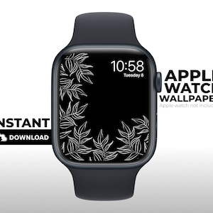 Sfondo Apple Watch, Foglia tropicale minimalista, Quadrante Apple Watch, Apple Watch, Sfondo orologio intelligente, Download digitali, Design estetico