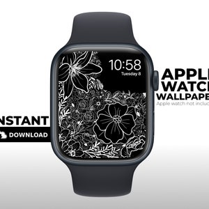 Carta da parati Apple Watch, design floreale minimalista, quadrante Apple Watch, Apple Watch, sfondo Smart watch, download digitali, download istantaneo