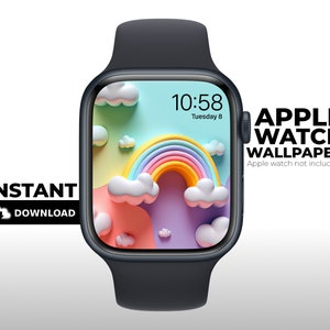 Nuvole arcobaleno pastello, carta da parati Apple Watch, quadrante Apple Watch, Apple Watch, colorato, sfondo, download digitali, download istantaneo