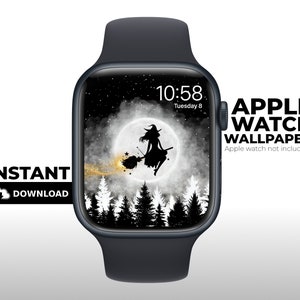 Papel de parede do Apple Watch, Lua mágica do Halloween da bruxa, mostrador do Apple Watch, Apple Watch, assustador, plano de fundo, downloads digitais, download instantâneo