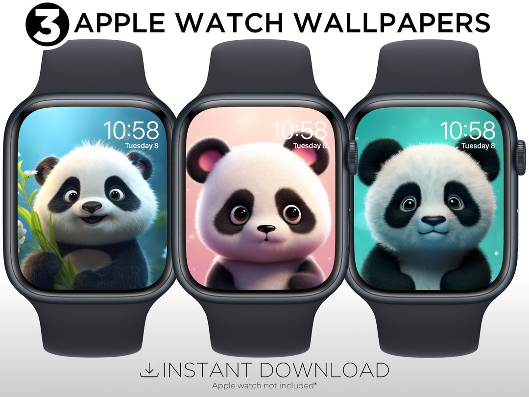 Cute Baby Panda Apple Watch Wallpaper Bundle, Cartoon Pandas