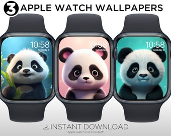 Paquete de fondos de pantalla animados de pandas adorables para Apple Watch (descarga digital)