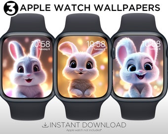 Cute Cartoon Rabbit Apple Watch Wallpaper Bundle (Digital Downloads)