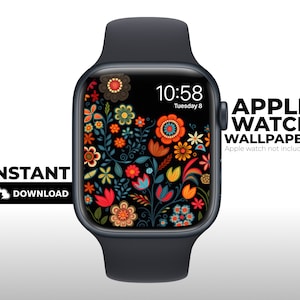 Carta da parati Apple Watch floreale, fiori botanici vintage, sfondo colorato, quadrante Apple Watch, sfondi Smart Watch, design estetico