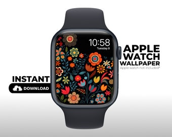 Tapeta na Apple Watch z motywem kwiatowym: botaniczny wzór w stylu vintage (do pobrania w wersji cyfrowej)