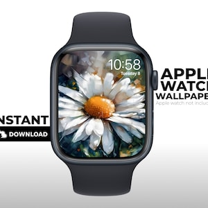 Apple Watch Wallpaper Floral, Daisy Ölgemälde, Gänseblümchen, Botanische Blumen, Bunter Hintergrund, Apple Watch Gesicht, Ästhetisches Design