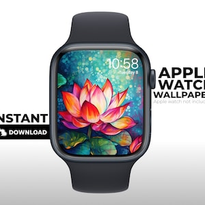 Apple Watch Wallpaper Floral, Lotusblume, Heiliger Lotus, Botanische Blumen, Bunter Hintergrund, Apple Watch Gesicht, Ästhetisches Design