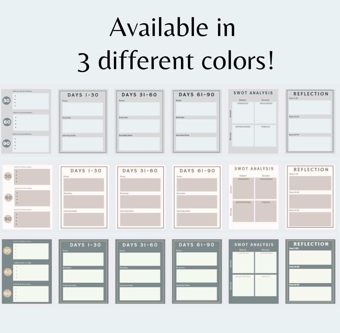 30 60 90 Day Plan PDF Template Printable Notes Reflection - Etsy Canada