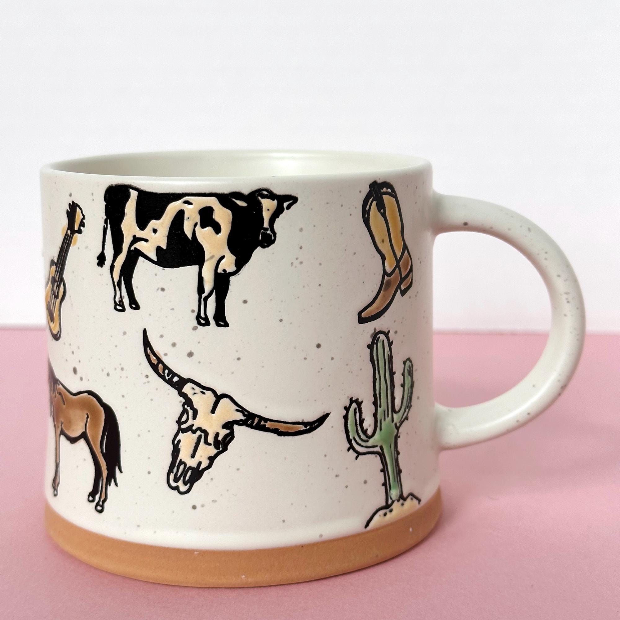 Western-Theme Mug Large Coffee Mug for Farmhouse Western-Style Hand-Painted Birthday Mug Boho Kitchen Mug Gift Southern Girl Birthday Gift
