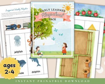 Toddler & Preschool Homeschool Curriculum | Early Learner Playschool Pack | Printable Activities for Ages 2–4 | Educational Worksheets PDF