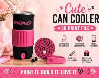 Mama Leopard Print Skinny Can Cooler STL