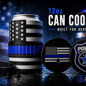 Thin Blue Line Police 12oz Standard Can Cooler Digital File