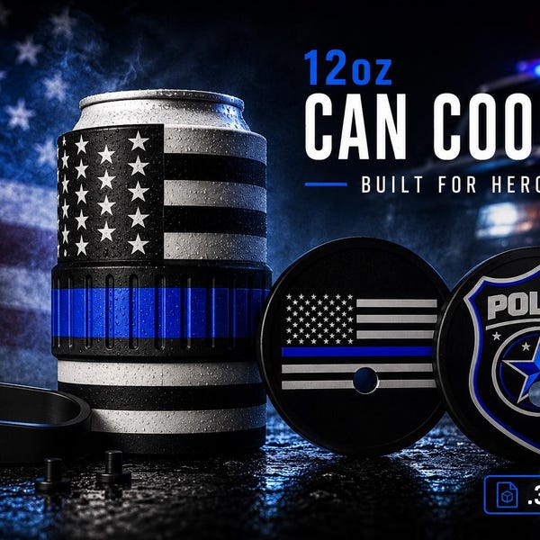 Thin Blue Line Police 12oz Standard Can Cooler Digital File