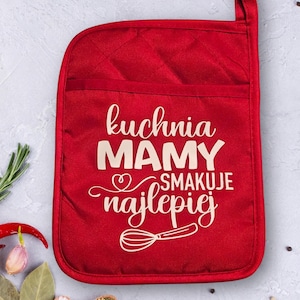 Polish Kitchen Pot Holders – Gift for Mom, Wife, Grandma, Neighbor. Traditional Polish Gift and Kitchen Decor. Polish Quote Gift