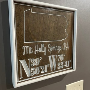 Personalized Wooden GPS Coordinates Sign | Perfect Housewarming Gift | Engraved Latitude and Longitude Sign