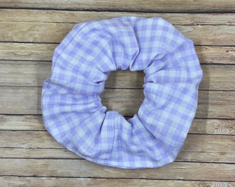 Purple Gingham Scrunchie