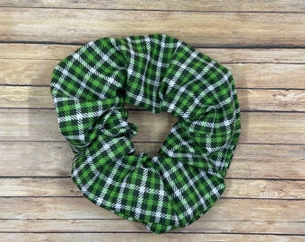 Green Plaid Scrunchie