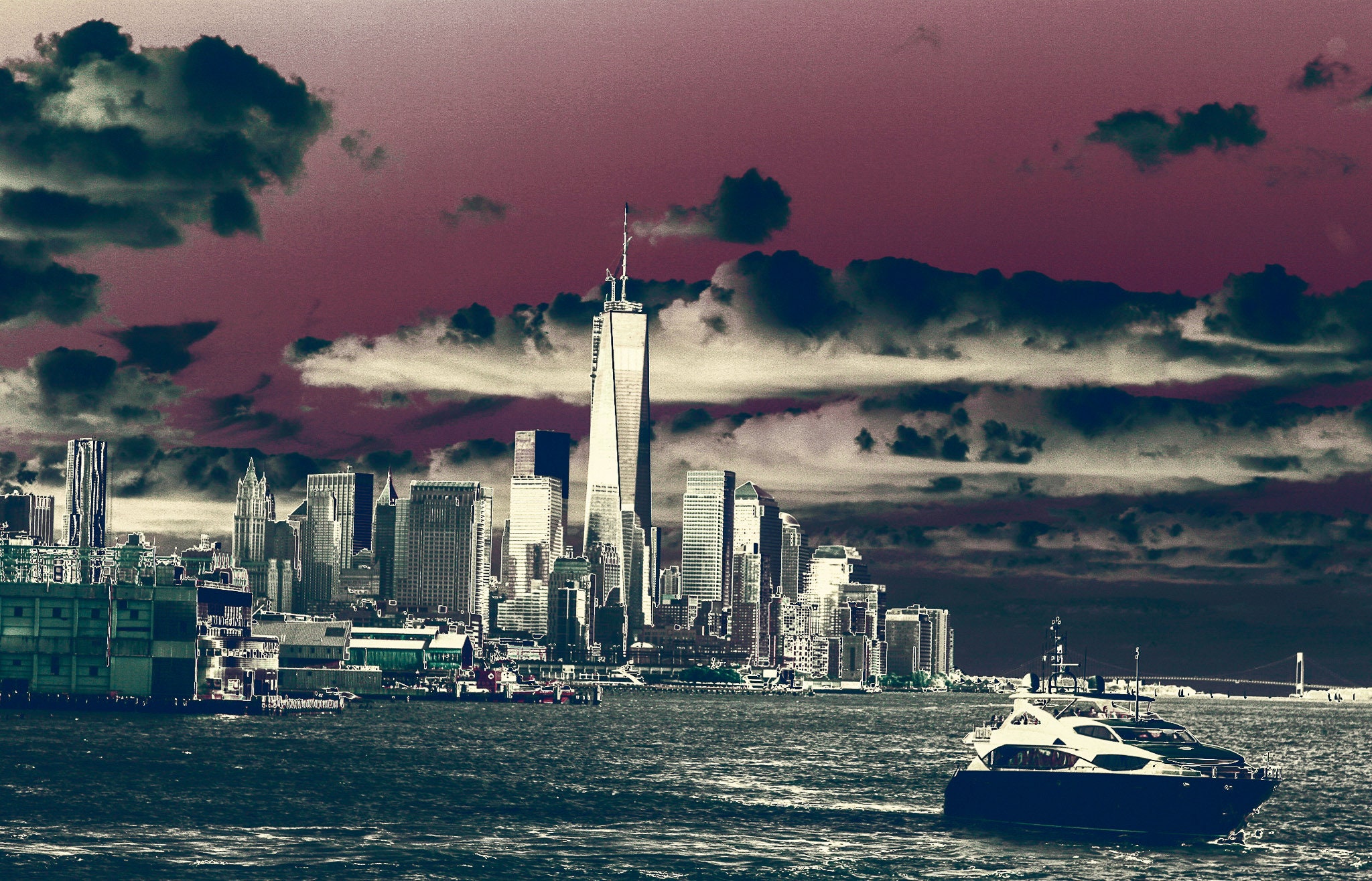 NYC skyline lower manhattan the battery metal print canvas print color