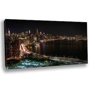 NYC Skyline Night Photography Print: East River View