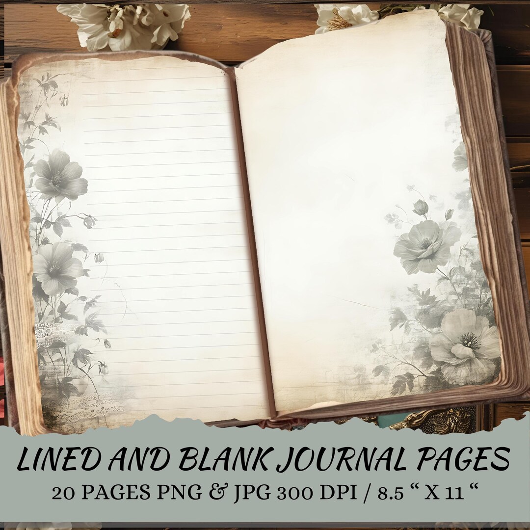 Lined and Blank Junk Journal Pages, Vintage Aged Notebook Paper ...
