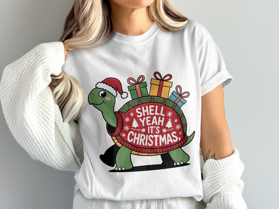 Shell Yeah Christmas Turtle PNG, Cute Holiday Clipart, Digital Download ...