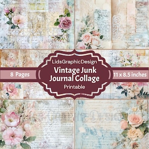 Vintage Junk Journal Floral Collage | Printable Journal Papers for Creativity & Scrapbooking