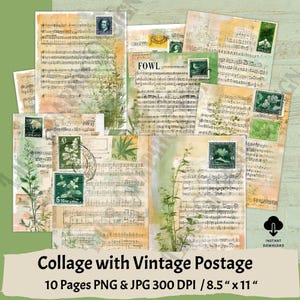 vintage affranchissement collage éphémères imprimables pour journaux indésirables, scrapbooking et pages d'art techniques mixtes, haute résolution 300 DPI JPG et PNG