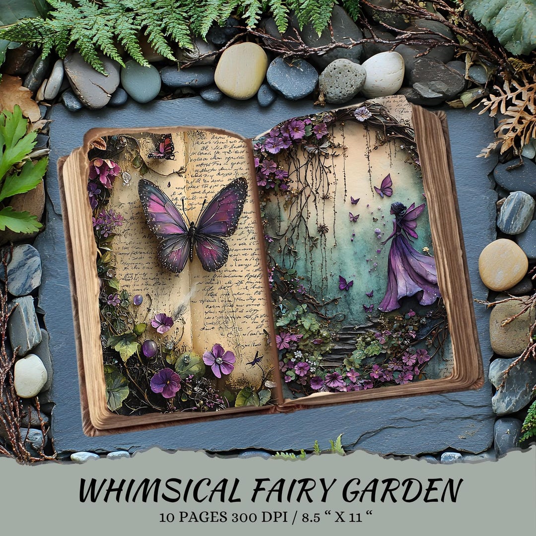 Fairy Garden Junk Journal Pages | Whimsical Digital Scrapbook (PDF) - Etsy